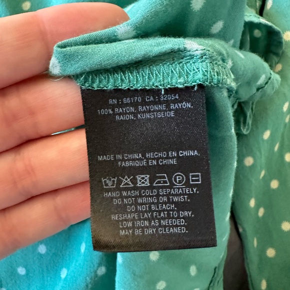 Anthropologie Maeve Teal Polka Dot Asbury Printed Button Down Blouse Size Small - Picture 9 of 11